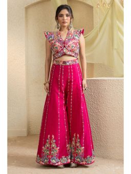 "Two Sisters" by Gyans - Bright Pink Grace Handcrafted Jumpsuit Set