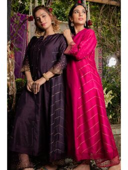 Label Niti Bothra - Purple Gold Tikki Kurta With Palazzo