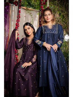 Label Niti Bothra - Purple Zardozi Kurta With Palazzo