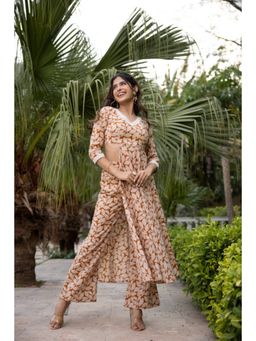DEASHA INDIA - Eishal Cotton Mustard Yellow Leaf Printed Kurta Set