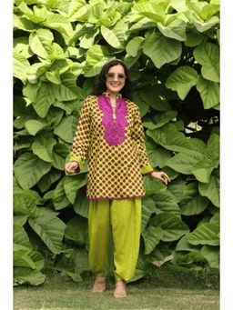 House of Surkh - Green Polka Dots Kurta And Salwar