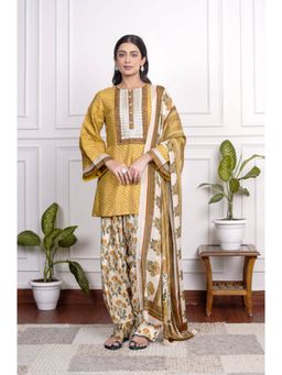 House of Surkh - Yellow Printed Kurta With Salwar And Dupatta
