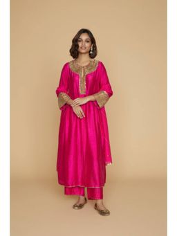 Label Niti Bothra - Pink Heavy Pitta Neck And Marodi Sleeves Kurta With Palazzo