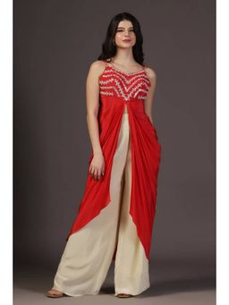 "Two Sisters" by Gyans - Red Kurta With Palazzo