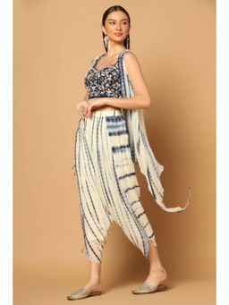"Two Sisters" by Gyans - Indigo Tie And Dye Dhoti Set With A Cape