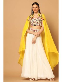 "Two Sisters" by Gyans - White Top with Sharara and Cape