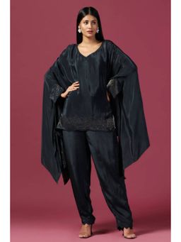 "Two Sisters" by Gyans - Navy Blue Crepe Tunic With Pants