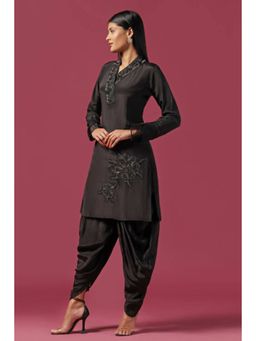 "Two Sisters" by Gyans - Black Embroidered Kurta Paired With Dhoti Pants