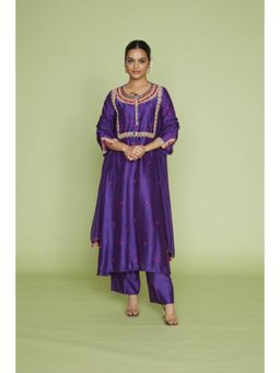 Label Niti Bothra - Purple Colourful Coin Square Neck Kurta With Palazzo And Dupatta