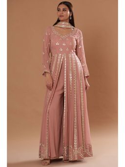 "Two Sisters" by Gyans - Peach Georgette Gotta Embroidered Anarkali Set