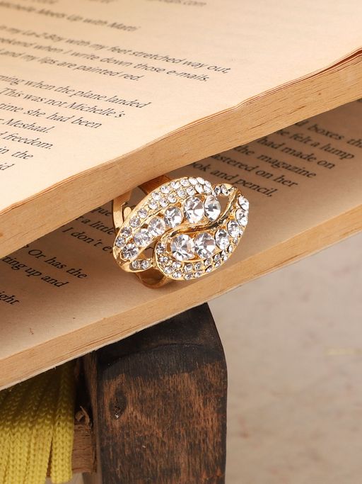Anika's Creations Anika's Creation Stone Studded Gold Plated Designer Ring