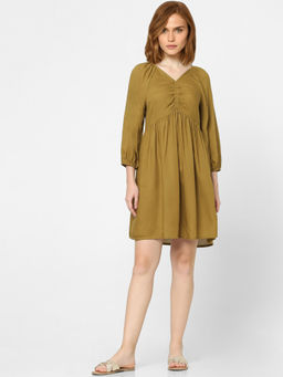 VERO MODA - Women Solid Brown Casual Dress