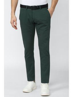 Peter England - Men Green Solid Low Skinny Fit Casual Trousers