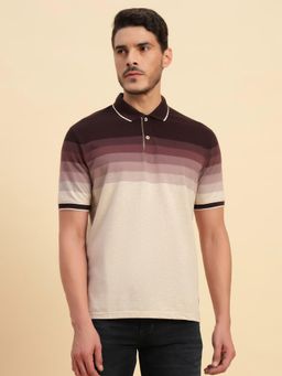Cantabil - Wine Regular Fit Colorblock Polo T-Shirt