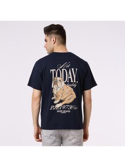 Pepe Jeans - Men Navy Back Print Short Sleeve T-Shirt