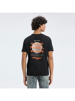 Pepe Jeans - Men Black Back Print Short Sleeve T-Shirt