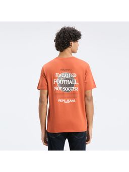 Pepe Jeans - Men Nut Brown Back Print Short Sleeve T-Shirt