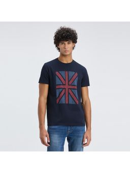 Pepe Jeans - Men Navy Union Jack Print Short Sleeve T-Shirt