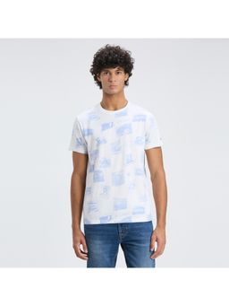 Pepe Jeans - Men Sky Blue All Over Print Short Sleeve T-Shirt