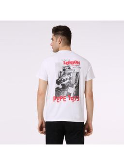 Pepe Jeans - Men White Back Print Short Sleeve T-Shirt