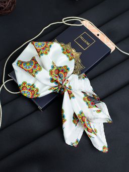 PELUCHE - Royal Azure Elegance Cream Pocket Square for Men