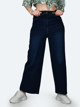 Zink London - Womens Blue Solid Jeans