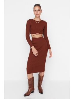 Trendyol - Womens Brown Textured Co-Ord (Set of 2)