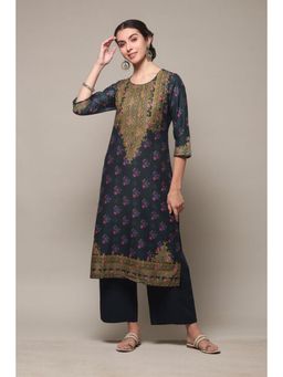 Biba - Women Green Floral Kurta with Palazzo (Set of 2)