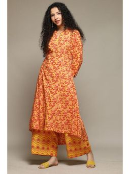 Biba - Women Yellow Printed Kurta with Palazzo (Set of 2)