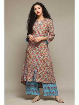 Biba - Women Blue Printed Kurta with Palazzo (Set of 2)