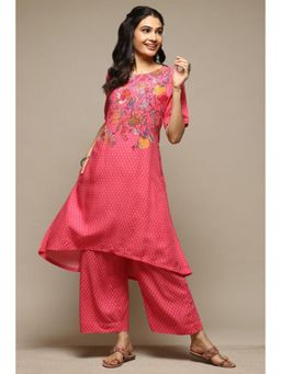 Biba - Women Pink Floral Kurta with Palazzo (Set of 2)