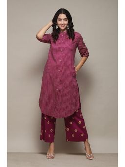 Biba - Women Purple Stripes Kurta with Palazzo (Set of 2)