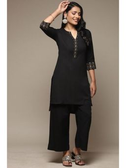 Biba - Women Black Woven Kurta with Palazzo (Set of 2)