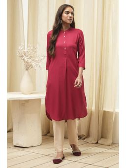 Biba - Women Red Solid Kurta with Palazzo (Set of 2)