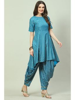 Biba - Women Blue Woven Kurta with Dhoti (Set of 2)