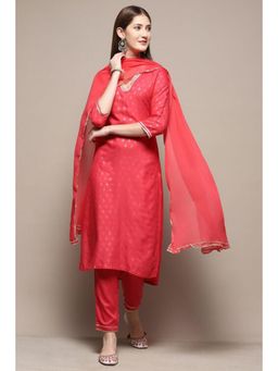Biba - Women Pink Woven Kurta with Pant and Dupatta (Set of 3)