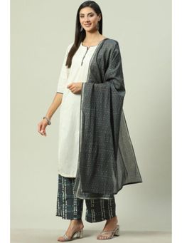 Biba - Women Off White Solid Kurta with Palazzo and Dupatta (Set of 3)