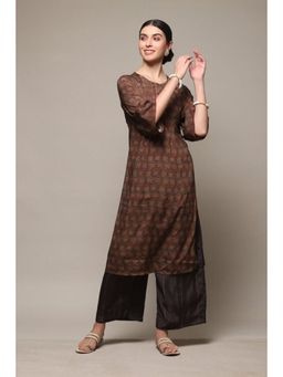 Biba - Women Brown Printed Kurta with Palazzo (Set of 2)