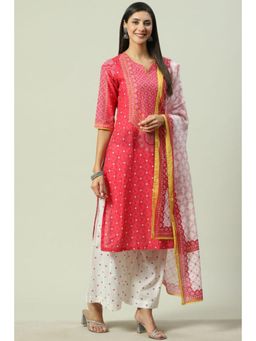 Biba - Women Pink Printed Kurta with Palazzo and Dupatta (Set of 3)