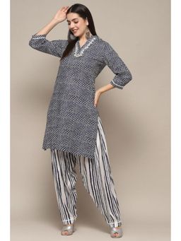 Biba - Women Blue Printed Kurta with Salwar (Set of 2)