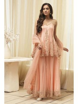 Biba - Women Pink Embroidered Kurta with Palazzo and Dupatta (Set of 3)