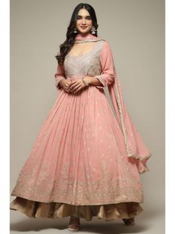 Biba - Women Pink Embroidered Anarkali Kurta with Lehenga and Dupatta (Set of 3)