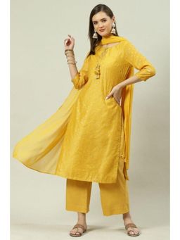 Biba - Women Yellow Woven Kurta with Palazzo and Dupatta (Set of 3)