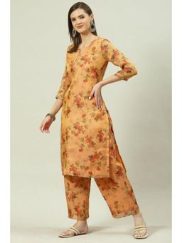 Biba - Women Yellow Floral Kurta with Palazzo and Dupatta (Set of 2)