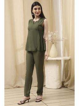 Biba - Women Green Solid Co-Ord (Set of 2)