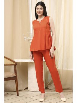 Biba - Women Orange Solid Co-Ord (Set of 2)