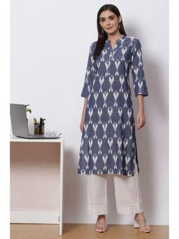 Biba - Women Blue Printed Kurta with Palazzo (Set of 2)