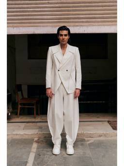 Bohame - White Khyber Blazer with Trouser