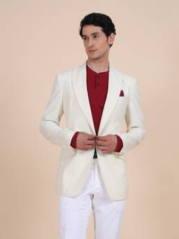 R R Blue - Off White Peak Lapel Blazer