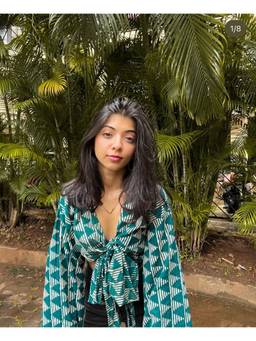 Kaira By Nikita - Forest Green Printed Wrap Top